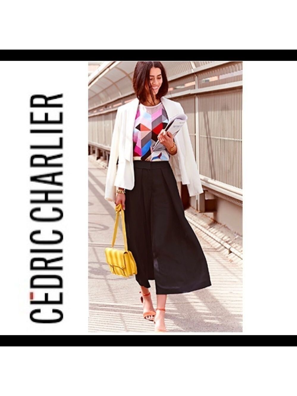 Cedric Charlier Black Cropped Wide Leg Dress Pants